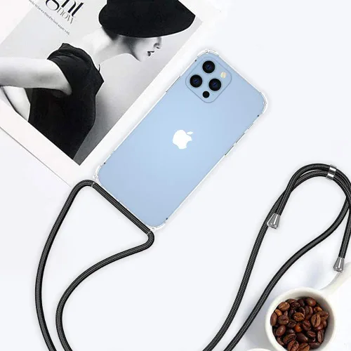 Miniatura 6 de Funda Transparente para iPhone 13 Pro Max con Cordón Ajustable para Hombro y Cuello Correa Cruzada Funda de Teléfono para Mujeres y Niñas Protector