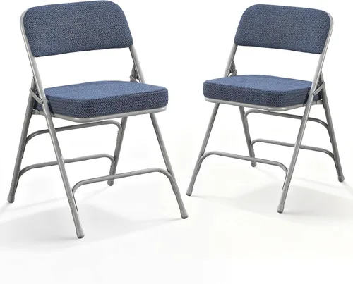 Miniatura 8 de BOOSDEN Juego de 2 sillas plegables, sillas plegables de metal resistente con asientos de tela acolchados, respaldo grande, silla plegable
