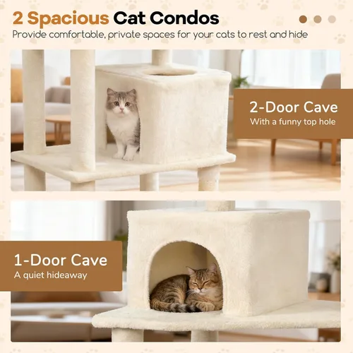 Miniatura 3 de DORTALA Árbol moderno para gatos de 75 pulgadas de alto, torre para gatos de varios niveles con condominios grandes, postes rascadores de sisal