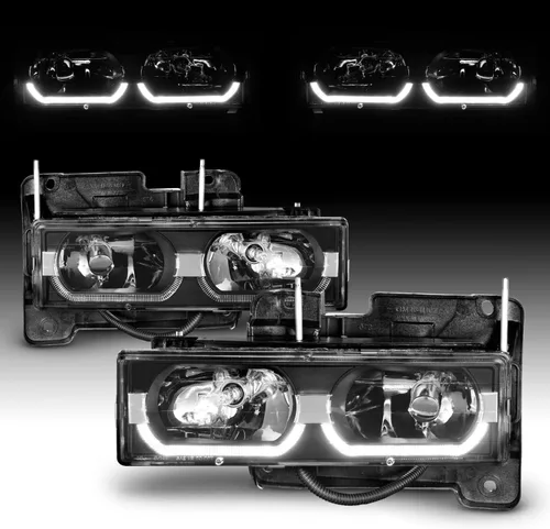 Miniatura 2 de AmeriLite - Juego de faros LED tipo C para Chevy C/K Tahoe Suburban SUV de tamaño completo, Blazer, GMC Yukon - Lado del pasajero y del conductor