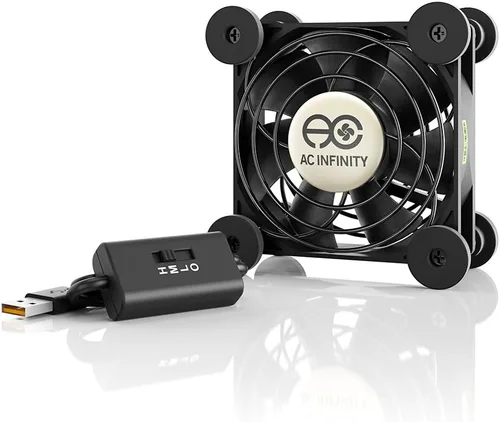 AC Infinity MULTIFAN S1, ventilador USB silencioso de 80 mm, certificado UL para refrigeración de gabinete de receptor DVR PlayStation Xbox ordenador