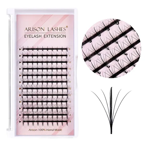 Miniatura 9 de ARISON LASHES Abanicos de pestañas prefabricadas 4D C Curl 0.07, bandeja de pestañas suaves y esponjosas de volumen ruso mezcla de 8 a 0.591 in