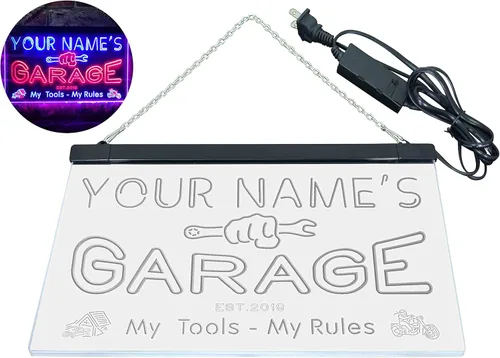 Miniatura 8 de ADVPRO personalizado: tu nombre estación del año, garaje temático, cueva para hombres. Decoración con doble color LED neón signo st6-pp1-tm Rojo