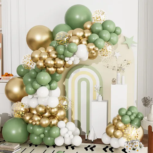 Miniatura 18 de Kit de arco de guirnalda de globos negros y dorados y plateados, 144 piezas de diferentes tamaños, decoraciones de Año Nuevo para Año Nuevo