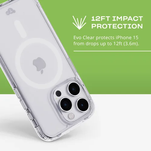 Miniatura 5 de Tech21 Evo - Funda transparente para iPhone 15 Pro, compatible con MagSafe, funda de protección contra impactos, transparente