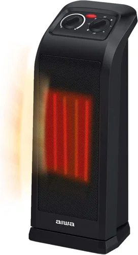 Miniatura 4 de Aiwa Calentador de espacio de cerámica, 1500 W, 18 pulgadas, calentador eléctrico oscilante de 60° para interiores, modos alto/bajo/ventilador