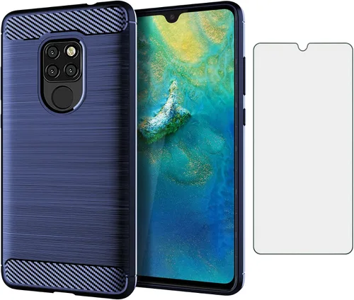 Asuwish Funda de teléfono para Huawei Mate 20 con protector de pantalla de vidrio templado y accesorios para celda, TPU suave, protección de cuerpo