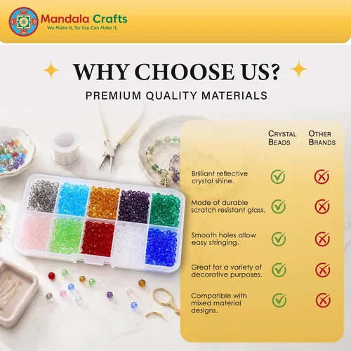 Miniatura 2 de Mandala Crafts 10 cuentas de cristal Briolette de 0.394 in de colores AB surtidos para manualidades, 150 cuentas de vidrio facetadas sueltas para 10