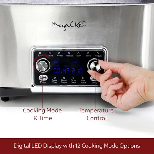 Miniatura 4 de MegaChef Cocina múltiple programable 12 en 1 de lujo de 8 cuartos de galón con Sous Vide y multifunción, pantalla digital, temperatura y tiempo
