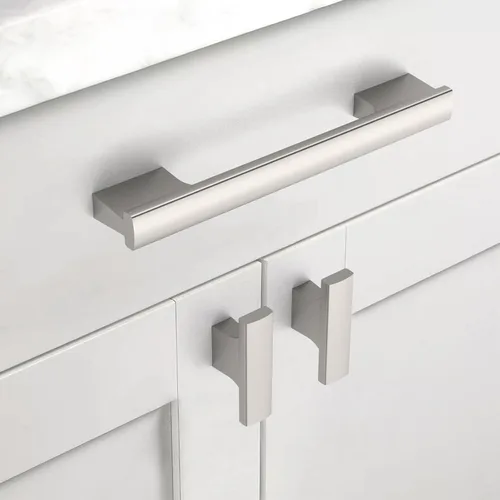 Miniatura 3 de Paquete de 12 manijas de níquel satinado cepillado de 5 pulgadas (5.039 in) para gabinetes de cocina, tiradores de cajones de cocina, accesorios