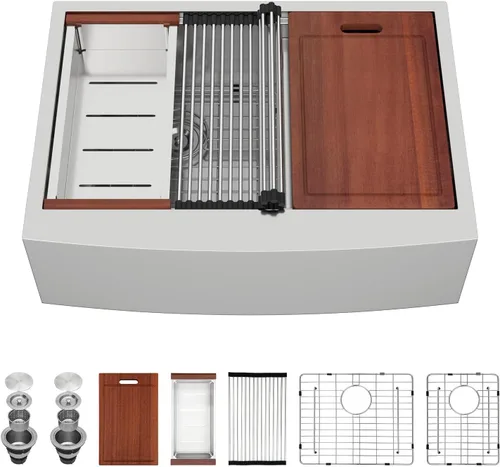Miniatura 18 de Sarlai Fregadero de cocina de 30 unidades color negro, 30 x 22 pulgadas, fregadero de cocina de 30 x 22 pulgadas, fregadero de cocina de acero Acero