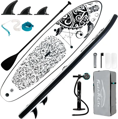 Miniatura 15 de FEATH-R-LITE Tabla de paddle surf inflable ultraligera de 10 pies x 30 pulgadas/10 pies 6 pulgadas x 33 pulgadas, para todos los niveles