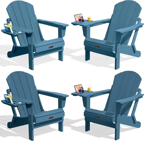 Miniatura 16 de SERWALL - Silla plegable Adirondack para patio, jardín, exterior, resistente a la intemperie, sillas para hoguera, color naranja