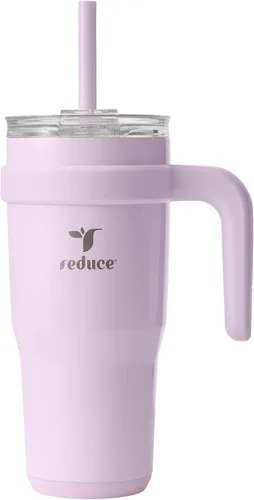 Miniatura 27 de Reduce Vaso de acero inoxidable de 50 onzas con asa, doble pared aislada al vacío, taza de viaje, tapa a prueba de sudor y popote reutilizable