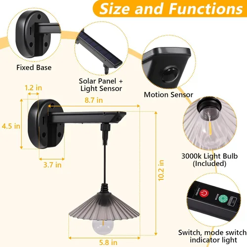 Miniatura 6 de Luces solares de granero para exteriores, apliques de pared para exteriores de atardecer a amanecer, 3 modos de iluminación con sensor