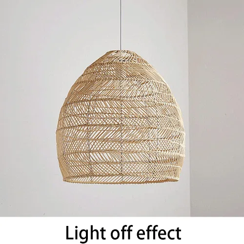 Miniatura 5 de Iluminación colgante de ratán y metal, lámpara colgante pastoral de techo hueco, luz tejida a mano de mimbre con pantalla de jaula de pájaros