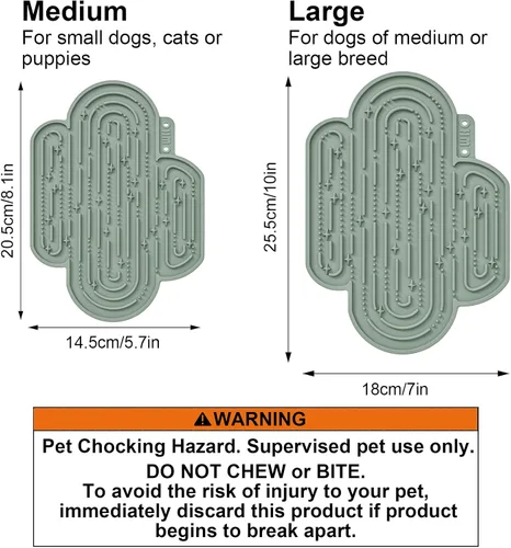 Miniatura 3 de OHMO - Alfombrilla para lamer cactus para perros y gatos (paquete de 2) Comedero lento para mascotas fácil de limpiar con ventosas, almohadilla