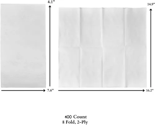 Miniatura 7 de 400 servilletas blancas de 2 capas, ocho pliegues, 16.5 x 15 pulgadas, servilletas de cena desechables, esenciales para el baño de invitados