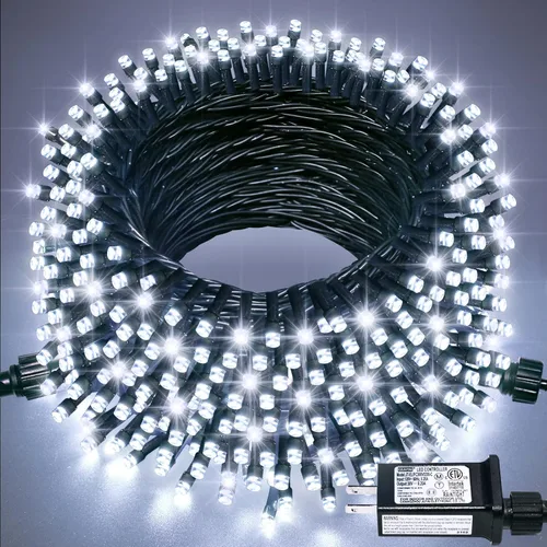 Miniatura 13 de JMEXSUSS Guirnalda de luces de Navidad de 200 LED azules y blancas, 66 pies, de exterior, expansible, para árbol, fiesta o decoración de hogar