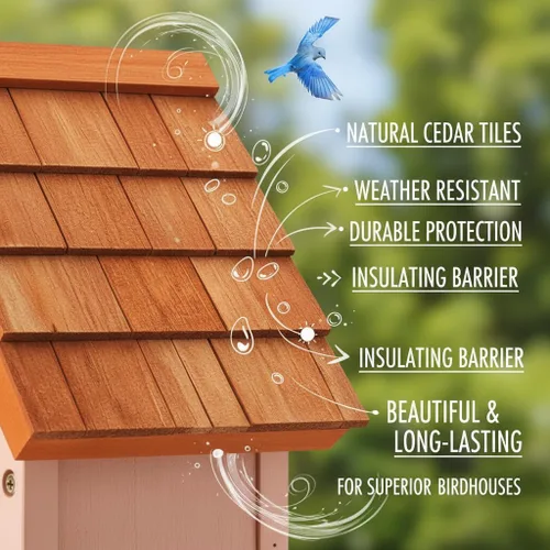 Miniatura 2 de Cedar Alpha Bluebird Casas para Pájaros para Exteriores en Liquidación – Juego de 3 Cajas Nido con Protector contra Depredadores de Acero Inoxidable