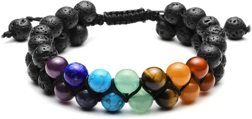 TOP PLAZA - Pulsera de cuentas de chakras con 7 cristales curativos para yoga, meditación, relajación, ansiedad, para hombre y mujer