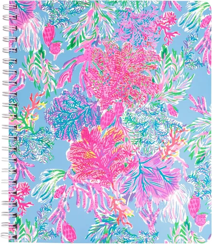 Lilly Pulitzer Cuaderno grande en espiral de tapa dura, 11 x 9.5 pulgadas con 160 páginas rayadas universitarias, Cay to my Heart