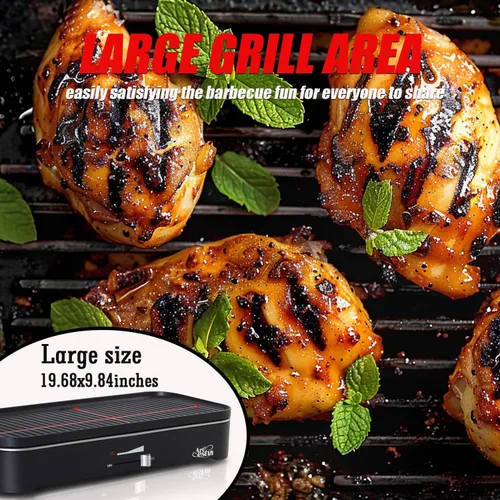 Miniatura 4 de Artestia - Parrilla eléctrica de 1800 W, para interiores y exteriores con soporte, control de temperatura ajustable, parrilla de mesa portátil