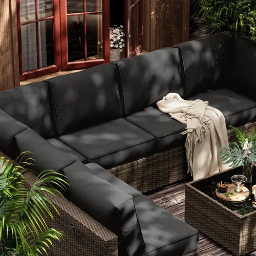 Miniatura 6 de 14 Piezas Fundas de Cojines para Exteriores Resistentes a Todo Clima Fundas de Cojines para Patio, Reemplazo Impermeable con Cremallera para Muebles