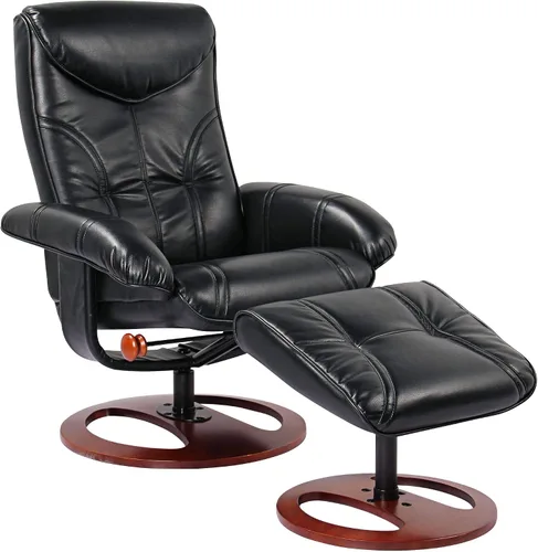 BenchMaster Newport reclinable giratorio y otomano inclinado negro