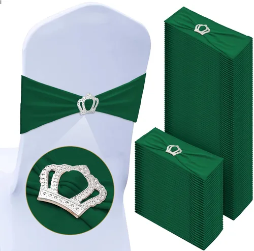 Miniatura 12 de VitalCozy 100 piezas de cintas elásticas de elastano para sillas con hebilla deslizante en forma de corona, bandas elásticas para sillas, lazos