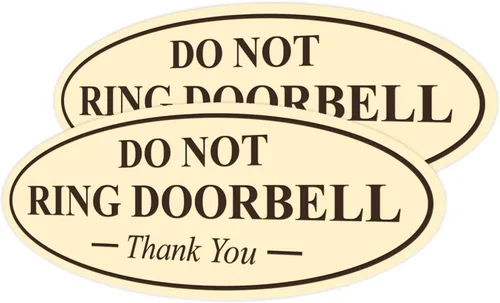 Miniatura 17 de All Quality Cartel de agradecimiento ovalado con texto en inglés «Do not Ring DOORBELL», color negro, pequeño, 1 paquete