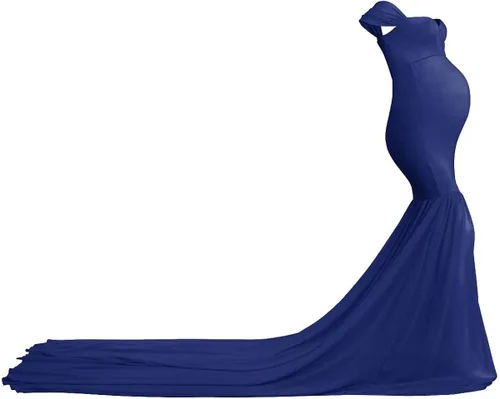 Miniatura 4 de Vestido de maternidad para mujer, para fotografía, sirena con hombros descubiertos, ajustado, de gasa, con vuelo, para baby shower, maxivestido