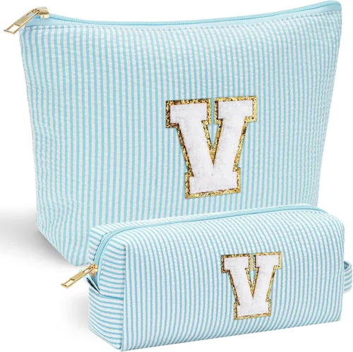Miniatura 140 de YOOLIFE Regalos del Día de la Madre para mujeres, bolsa de maquillaje con inicial, bolsa de cosméticos, bolsa de maquillaje de viaje, regalos Rosado