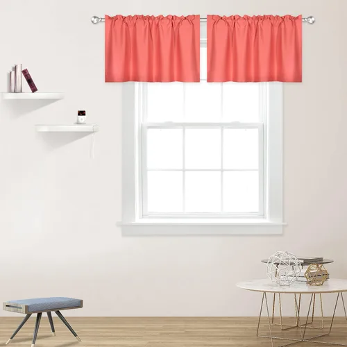 Miniatura 37 de DECOVSUN Cenefas Aqua para ventanas de cocina, con bolsillo para barra, opacas, con aislamiento térmico, 1 panel de 42 x 18 pulgadas