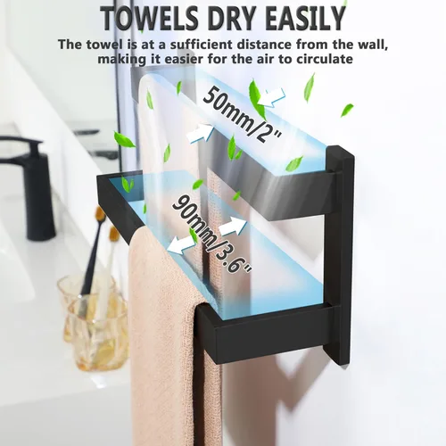 Miniatura 5 de Alise Barras de Toalla Dobles de 16 Pulgadas para Montaje en Pared de Baño, Toallero de Baño con Dobles Barras de Toalla para Lavabo de Baño, Barra