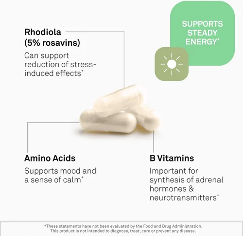 Miniatura 4 de NeuroScience AdreCor - Complejo de apoyo de energía suprarrenal con rodiola e histidina para ayudar a reducir la fatiga y el estrés (90 cápsulas)