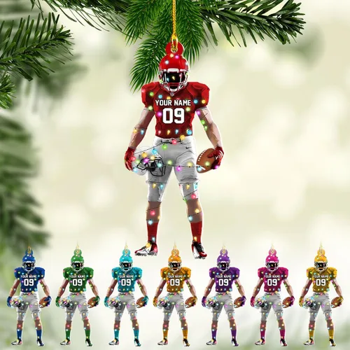 Miniatura 15 de Adornos de fútbol personalizados, hombreras y casco, adorno de Navidad, regalo de jugador estadounidense, regalo para niños y niñas, decoración