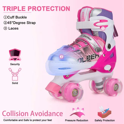 Miniatura 5 de Patines en línea ajustables para niñas y mujeres, todas las 8 ruedas de los patines de niña brillan, iluminación segura y divertida para niños