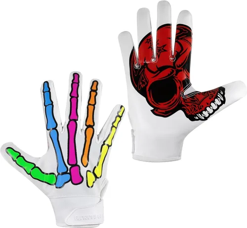 Miniatura 2 de Glorious Traders Youth Football Gloves American Wide Receiver Football Gloves for Adult Men Women & Boys with Super Sticky Silicone Grip Palms Blanco