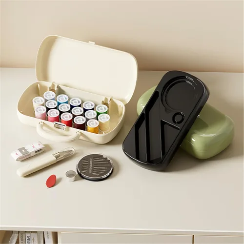 Miniatura 6 de FKOG Kit de proyecto de costura, 151 piezas de suministros de costura familiar organizador de reparación con funda rígida retro portátil, 16