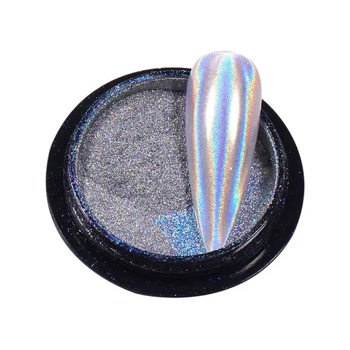 Miniatura 4 de Polvo de uñas de espejo láser, efecto holográfico, cromado, polvo metálico, lentejuelas de polvo de gel UV, pigmento de polvo cromado