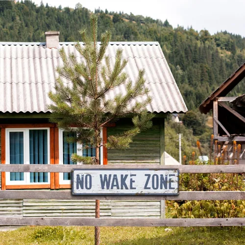 Miniatura 4 de Letrero de advertencia de metal con texto en inglés "No Wake Zone", letrero de advertencia de metal retro, decoración de pared de Lake House