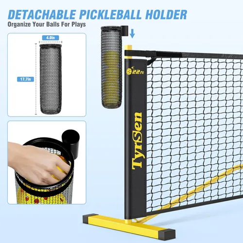 Miniatura 3 de Portable Pickleball Net for Driveway, 22 FT Regulation Size & 11 FT Half Court Size Pickle Ball Net with Ball Collector, 2-in-1 Pickle Ball Net with