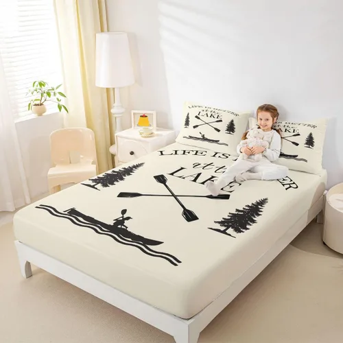 Miniatura 9 de Lake House - Sábana bajera ajustable tamaño individual, sábanas de anclaje náutico para niños, adolescentes, adultos, dormitorio, juego de ropa