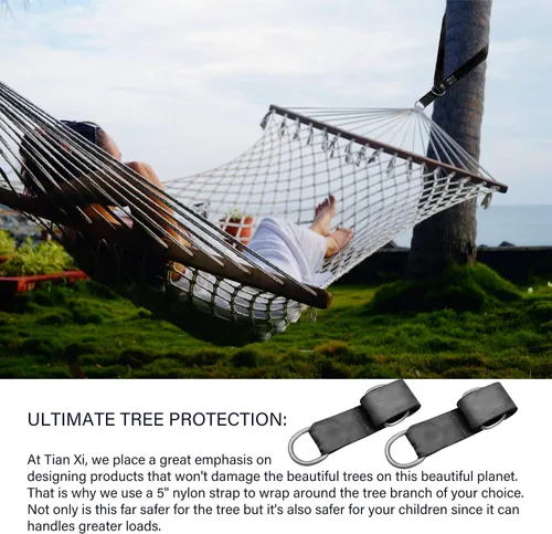 Miniatura 3 de Juego de accesorios de suspensión para árbol de 152.5 cm (4.9 pies), soporta 998 kg (2200 libras) con mosquetones de acero inoxidable, de fácil Negro