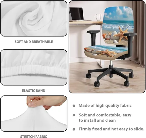 Miniatura 5 de Funda para silla de oficina, con temática de playa, funda elástica para silla de oficina, funda elástica de 2 piezas, funda para silla