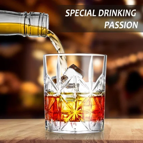 Miniatura 3 de Juego de 2 vasos de whisky, vasos de whisky de cristal de 10 onzas, regalos de bourbon de fondo grueso para hombres, vasos de rocas antiguas