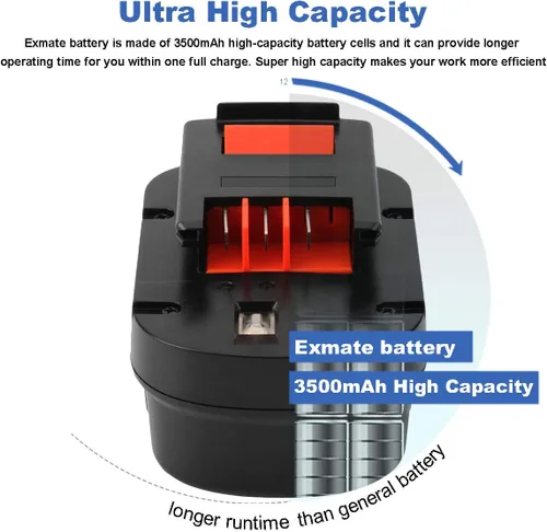 Miniatura 6 de Exmate Paquete de 2 baterías de repuesto de 12 V 3.5 Ah para herramientas eléctricas inalámbricas Black and Decker HPB12 FSB12 FS120B FS120BX A12