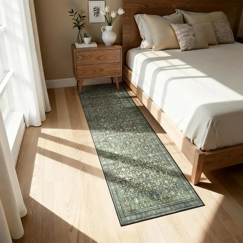 Miniatura 4 de Lofus Alfombra de pasillo de 2 x 10 pies para pasillos, alfombra verde lavable con parte trasera de goma antideslizante, alfombra suave de pelo bajo