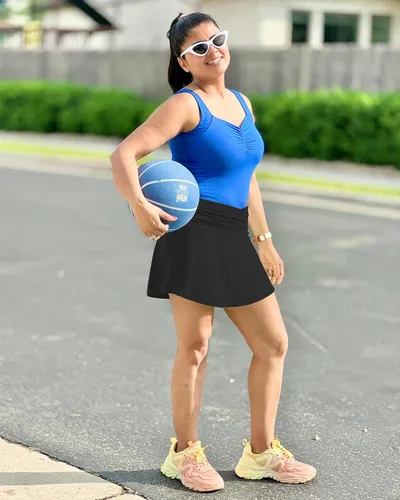 Miniatura 4 de Falda de tenis plisada con bolsillos para mujer, falda pantalón deportiva de golf con pantalones cortos de cintura cruzada
